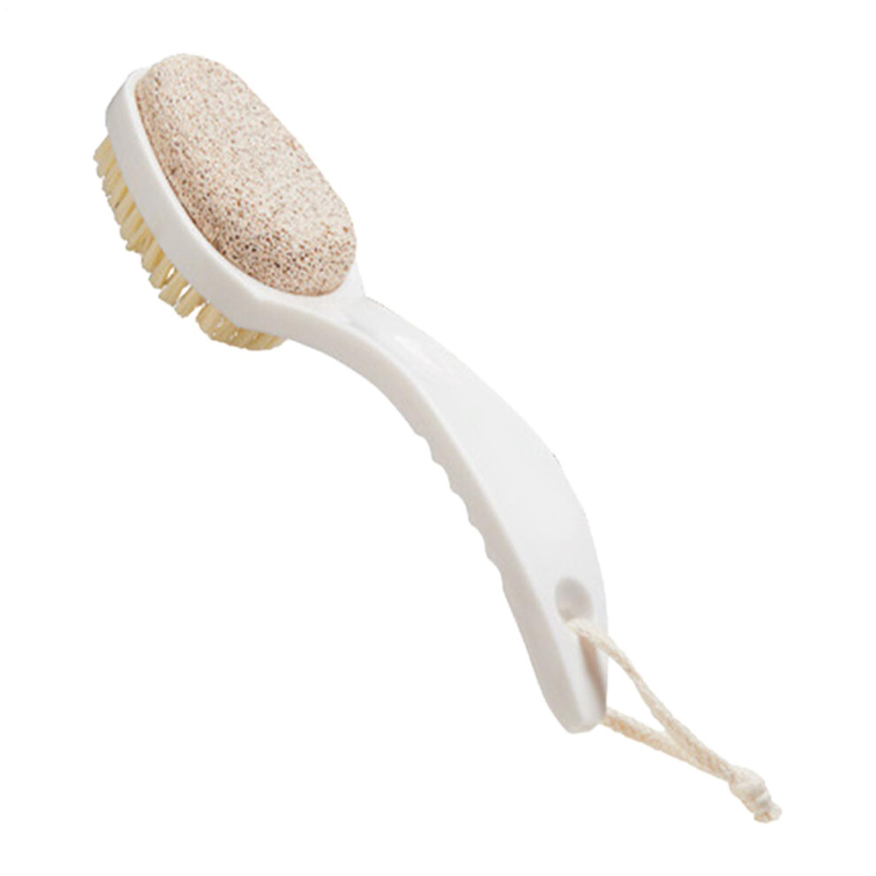 White Dualsided Pumice Stone For Feet With Brush 2 In 1 Foot Scrubber Callus Remover Tool