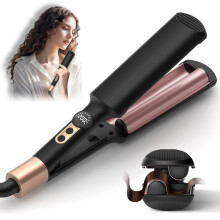 Mini Hair Crimper Dual Voltage 0.4 Inch Double Barrel Waver with 5 Temp Settings for Short Hair