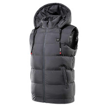 (grey 6XL)9 Areas Heated Hooded Vest Men's Jacket Hooded Men's Vest Waterproof Jackets USB
