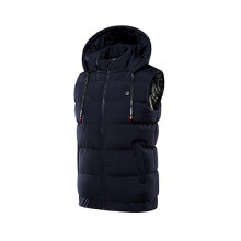 (blue 3XL)9 Areas Heated Hooded Vest Men's Jacket Hooded Men's Vest Waterproof Jackets USB