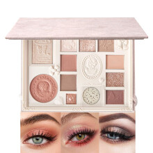 Eyeshadow Palette with 12 Warm Matte and Glitter Shades, Longlasting Waterproof Pigment
