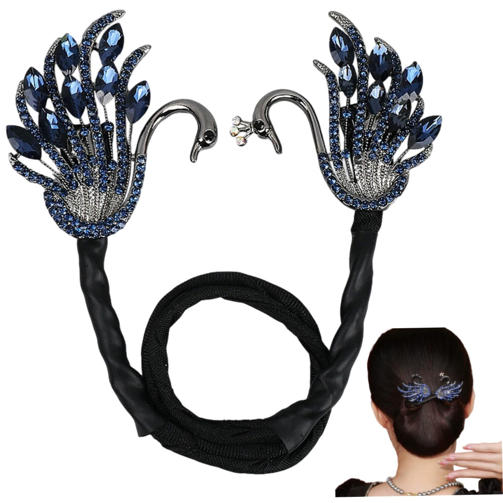 Hair Bun Maker with Rhinestone Swan, Alloy French Twist Tool for Fast Elegant Styling for Women