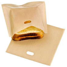 Toast Bags Pack of 12 Reusable NonStick Sandwich Bags Temperature Resistant Beige