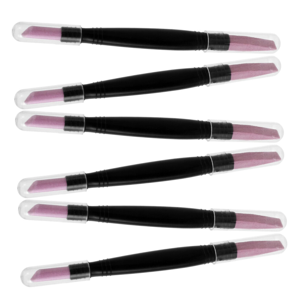 6pcs Dual Head Cuticle Pusher and Nail File Pen Set with Ergonomic Grip for Manicure