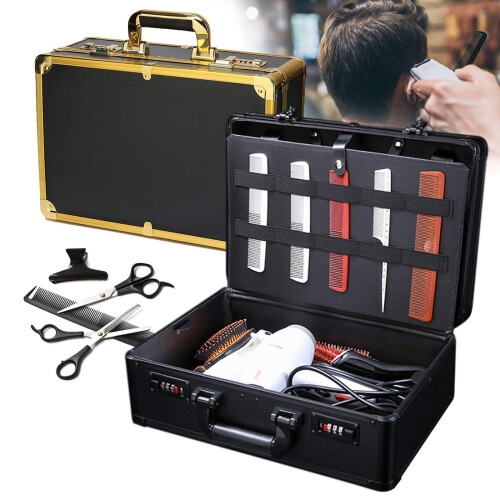 Professional Barber Tool Case with Dual Code Lock, Large Capacity Salon Stylist Organizer Box 1