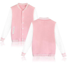 (S,pink)Men's Solid Color Single Breasted Long Sleeve Baseball Jacket Harajuku Sportswear Plus Size for Europe