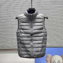 (M,male,Gray)Ultralight Down Vest Men Sleeveless Ultra Light Down Vests Slim Jacket Men Lightweight Windproof Warm Waistcoat Portable 2025