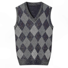 (L,Dark Grey)Men's Cashmere Wool Blend V-Neck Sleeveless Pullover Sweater