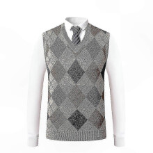 (XL,Khaki)Men's Cashmere Wool Blend V-Neck Sleeveless Pullover Sweater