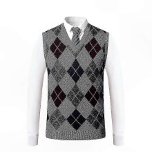 (XL,Grey)Men's Cashmere Wool Blend V-Neck Sleeveless Pullover Sweater