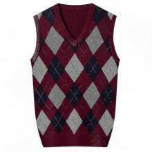 (L,Wine red)Men's Cashmere Wool Blend V-Neck Sleeveless Pullover Sweater