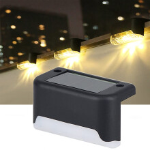 Solcelledrevne trappelys terrasselys, utendørsdekor soldrevet slitesterk ABS-plast, vanntett IP67 enkel installasjon med skruer eller dobbeltsidig