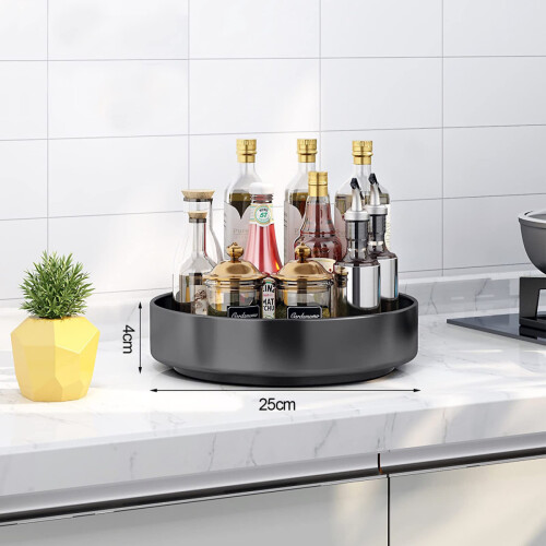Raised Edges Design Lazy Susan Organizer, Space-Saver With Durable Material For Smooth Turntable Operation, Rustproof Surface Facilitates Easy 1
