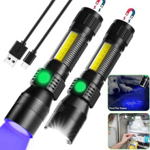 3-in-1-Taktik-Taschenlampe, superhelle LED mit magnetischer Taschenlampe und COB-Arbeitsleuchte, wasserdicht und zoombar für Camping und Notfälle