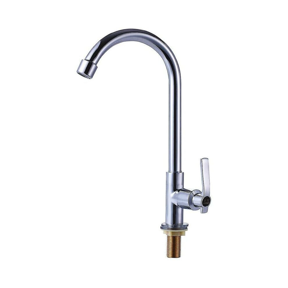 Lead-Free Cold Water Only Faucet, Stainless Steel Finish, 360 Degree Swivel Spout, High Arc Design, Easy Installation, Suitable For Outdoor Faucets, 9358999117508