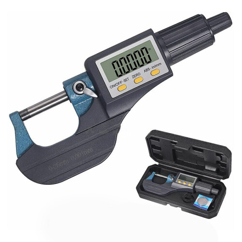 Digital Micrometer for Precision Measuring, Large LCD Display High Accuracy Measuring Tool with Inch Metric Conversion, Durable Construction for