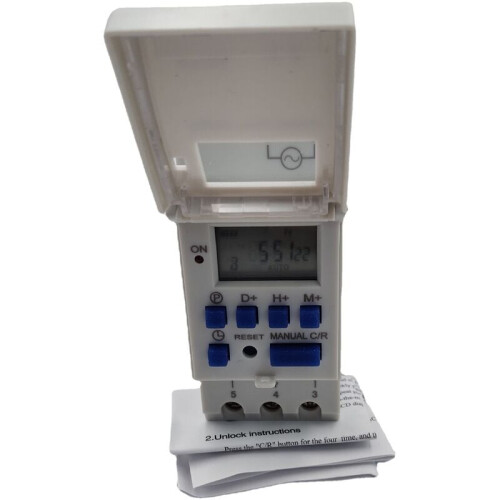 Electronic Programmable Timer with HD Display, DIN Rail Mountable Digital Timer Relay for Reliable Timing Control, Power Failure Memory Ensures 2