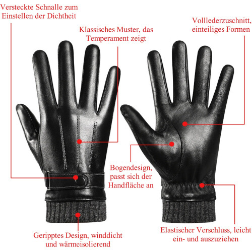 Vinterhandsker med touchscreen, kuldebeskyttelse i kunstlæderfleece, vandtætte vinterhandsker til mænd og kvinder 1