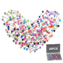 Flexible Tongue Rings for Daily Wearing, Multi-Purpose Acrylic Ball Barbells with Stainless Steel Bar, Assorted Colors Body Piercing Jewelry for