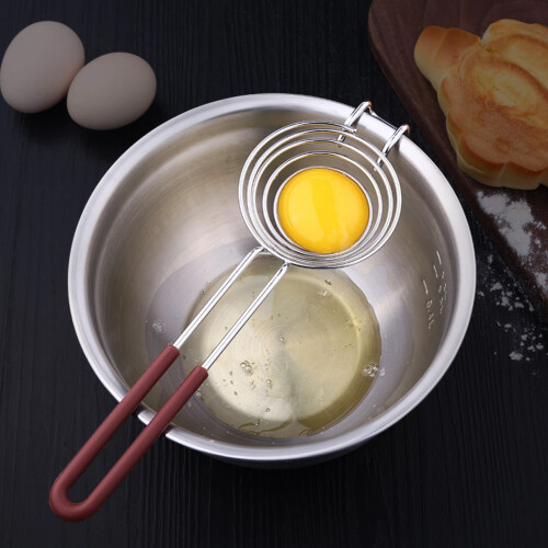 Stainless Steel Egg Separator with Long Handle, Egg Divider Kitchen Tool for Baking Cooking, Egg Yolk White Separator Sifting Filter for Muffins 1