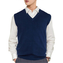 (M,Navy Blue)Loose Warm Sleeveless Sweater Vest for Men, V-neck Pullover