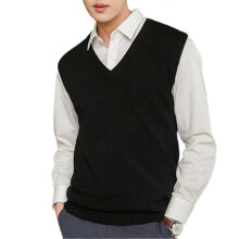 (3XL,Black)Loose Warm Sleeveless Sweater Vest for Men, V-neck Pullover