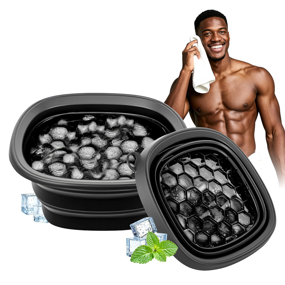 Black Ice Face Bowl Collapsible Silicone Facial Ice Bath Basin For Skin Tightening And Puffiness Relief