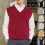 (S,Red)Loose Warm Sleeveless Sweater Vest for Men, V-neck Pullover 1
