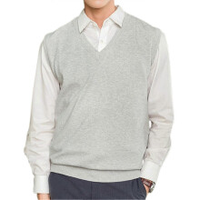 (L, Light Grey) Loose Warm Sleeveless Sweater Vest for Men, V-neck Pullover