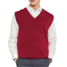 (XL, Red) Loose Warm Sleeveless Sweater Vest for Men, V-neck Pullover