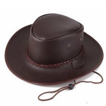 Western cowboyhoed, waterdicht en ademend, met vochtregulerende zweetband, gemaakt van echt rundleer voor outdooravonturen.