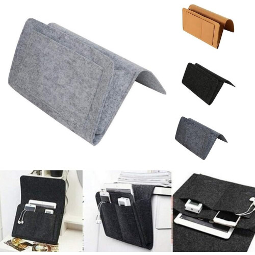 Bedside Storage Organizer with Compartments for Small Items and Phone Holder in Black 2