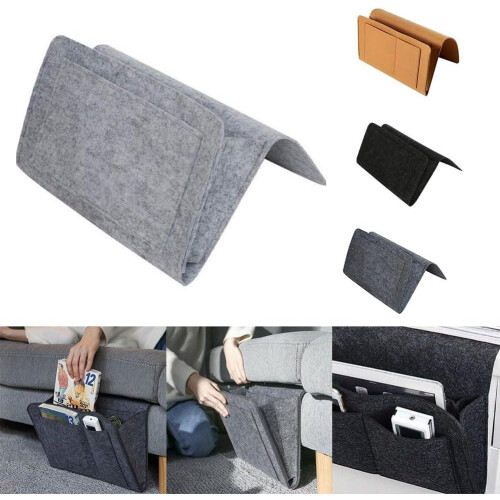 Bedside Storage Organizer with Compartments for Small Items and Phone Holder in Black 1
