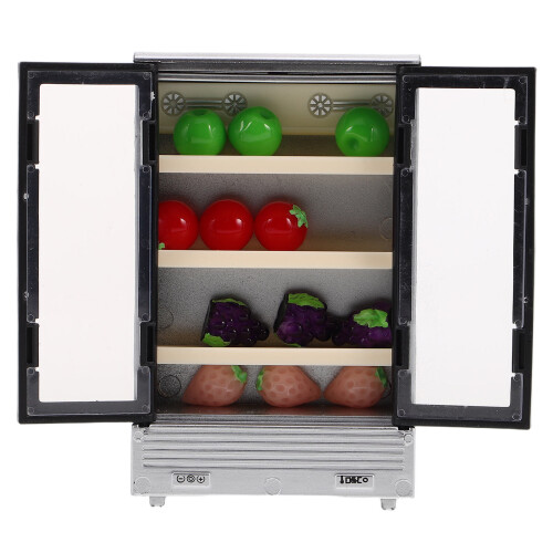 3Pcs Mini Plastic Fridge with Double Doors Dollhouse Decor 1