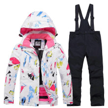 (M,Black)Children Ski Clothes Set Windproof Water-repellent Unisex