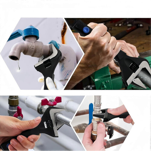 (8 Inch(215mm)) Adjustable Wrenches Variable Speed Wrenches Extra Wide Jaw Variable Speed Wrenches Hand Tools 6 in/8 in/10 in 1