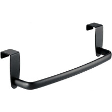 Towel rack, towel holder, over door towel bar, metal, matte black, small