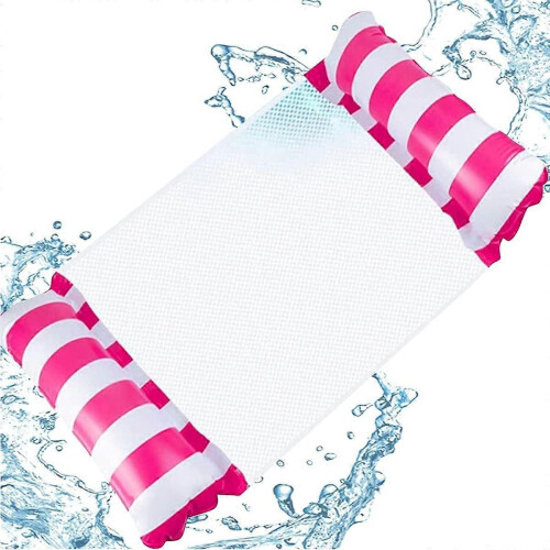(Pink) Water Hammock, Inflatable Floating Bed, Pool Lounger Float Hammock, Inflatable Swimming Pool Float Hammock for Adults