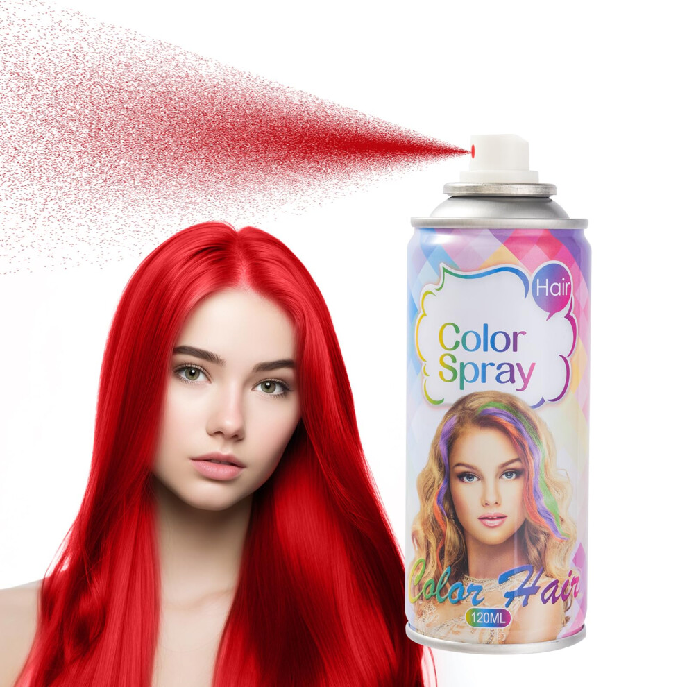 Red Temporary Hair Spray With Instant Colour Technology, Washable Nonpermanent Dye For Parties 120Ml