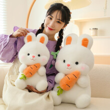 (Radish Rabbit,40cm)Cartoon Carrot Bunny Plush Toy, Cuddle Stuffed Animal for Sleep Comfort, Small White Rabbit Doll Soft Toy for Kids Gift