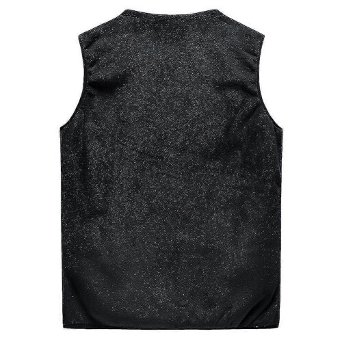 (2XL,Black)Men's Lamb Wool Solid Color Waistcoat Vest 2