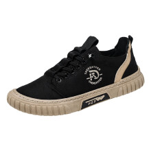 Men's Casual Shoes Lightweight Breathable Canvas Low Trainers NonSlip Sole Black Size 7 UK