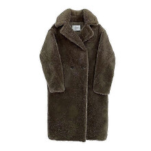 (DEEP GREEN LONG,XL)Wool Cashmere Fuzzy Teddy Coat Oversized Women Fur-effect Winter Shearling Jacket Long