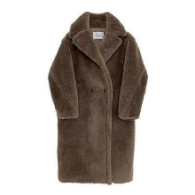 (BROWN LONG,XL)Wool Cashmere Fuzzy Teddy Coat Oversized Women Fur-effect Winter Shearling Jacket Long