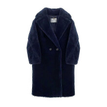 (DEEP BLUE LONG,M)Wool Cashmere Fuzzy Teddy Coat Oversized Women Fur-effect Winter Shearling Jacket Long