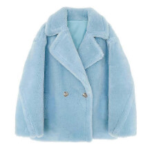 (LIGHT BLUE SHORT,L)Wool Cashmere Fuzzy Teddy Coat Oversized Women Fur-effect Winter Shearling Jacket Long