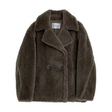 (DEEP GREEN SHORT,M)Wool Cashmere Fuzzy Teddy Coat Oversized Women Fur-effect Winter Shearling Jacket Long