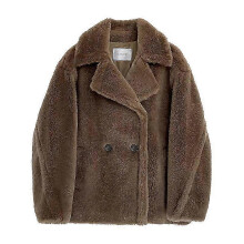 (BROWN SHORT,L)Wool Cashmere Fuzzy Teddy Coat Oversized Women Fur-effect Winter Shearling Jacket Long