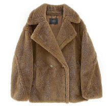 (COFFEE SHORT,L)Wool Cashmere Fuzzy Teddy Coat Oversized Women Fur-effect Winter Shearling Jacket Long