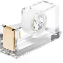 Tape Dispenser - Gold Office Desk Dispenser for Clear Tape - Decorative Accessory for Home, School, Or Work